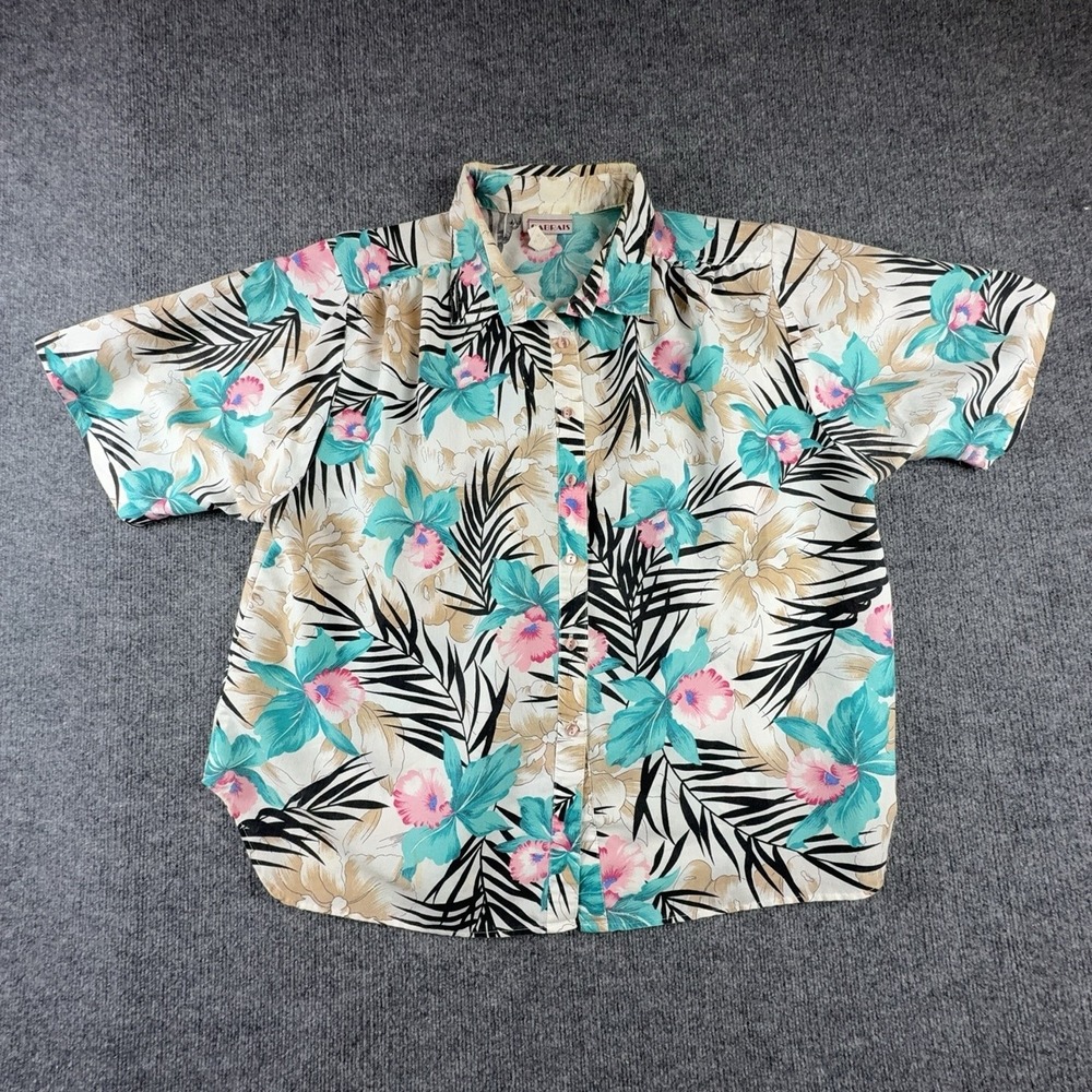 Vintage Cabrais Shirt Mens 2XL Multicolor Hawaiian Floral Short Sleeve Button Up